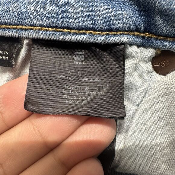 G Star Raw Jeans Men 32x32 D Staq Slim Button Fly Faded Light Blue Stretch Denim - Picture 9 of 12